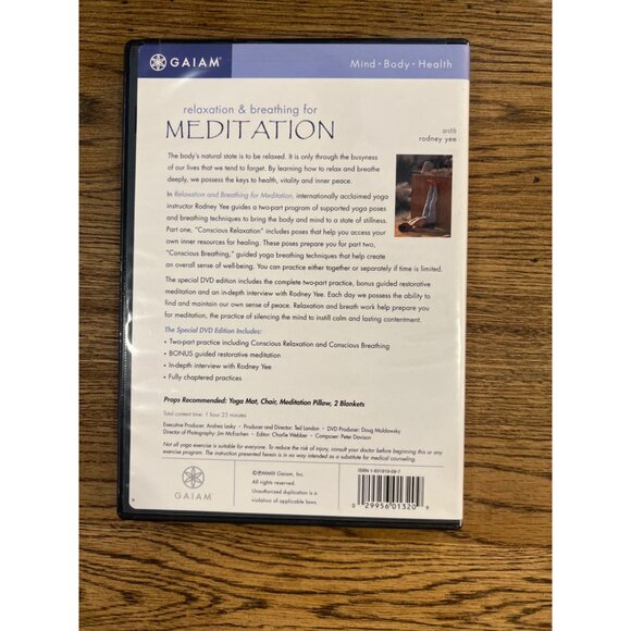 Gaiam Relaxation & Breathing For Meditation Special DVD Edition W/ Rodney Yee - Picture 4 of 4